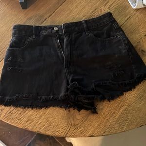 PacSun distressed black denim shorts